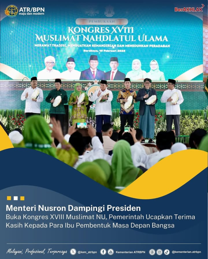 
 Menteri Nusron Dampingi Presiden RI di Kongres XVIII Muslimat NU