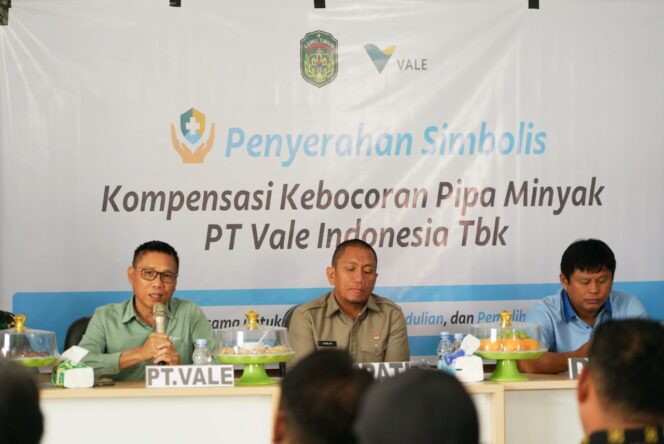 
 Perkuat Solusi Keberlanjutan, PT Vale Serahkan Biaya Penanggulangan Dampak Kebocoran Pipa Minyak di Towuti