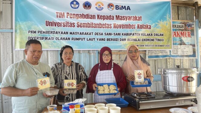 
 Program PKM USN di Desa Sani-Sani, Sosialisasikan Diversifikasi Olahan Rumput Laut jadi Produk Bergizi dan Bernilai Ekonomi