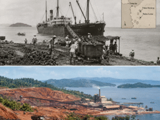 BIJIH YANG BERLAYAR: Dari tanah merah Pomalaa, bijih nikel mulai meninggalkan pesisir Sulawesi
menuju Jepang pada akhir 1930-an. Pulau Maniang dan Pulau Lemo menjadi bagian dari awal kisah
pertambangan ini, ketika nikel masih diangkut sebagai bijih mentah—tanpa industri pengolahan di tanah
asalnya. Sekitar 150 ribu ton bijih tercatat dikapalkan pada 1938–1941, membuka babak panjang
perjalanan nikel Pomalaa dari perut bumi menuju dunia. FOTO byChatGPT